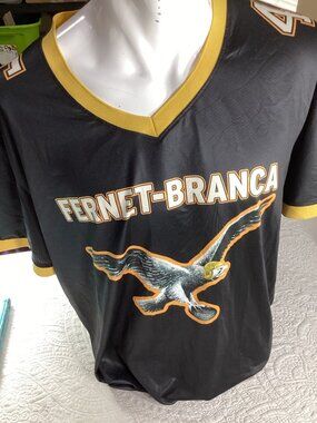 Fernet-Branca Black & Gold Sports Jersey #45 Large Milano Anniversary*EUC